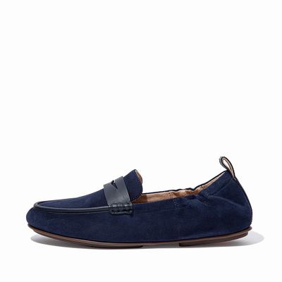Fitflop Women's ALLEGRO Suede Penny Flat Shoes - Navy, CQ0741385